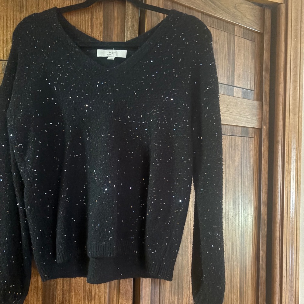 Loft black sequin sweater